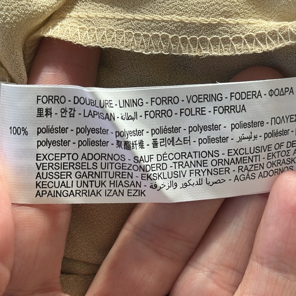 ZARA green abstract print long sleeve chiffon Swiss dot tie neck dress size XS - Picture 12 of 12